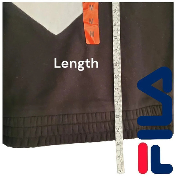 Fila | Pullover Tri-Color 1/4 Zip Colorblock Chevron Pullover | Black Blue White - Picture 6 of 7